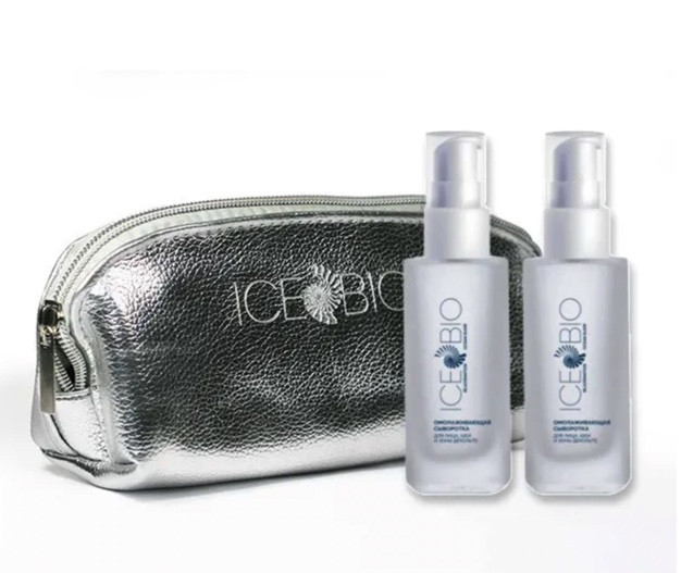 ICE BIO. Набор Сыворотка  2 шт омолаживающая для лица, шеи и зоны декольте 30мл, в косметичке в Воронеже